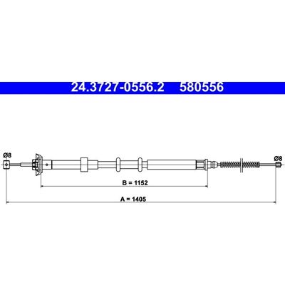 ATE parkeringsbremsekabel til Fiat Panda II - 1405 mm ATE parkeringsbremsekabel til Fiat Panda II - 1405 mm