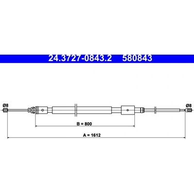 ATE 24.3727-0843.2 Parking Brake Cable - Citroën Peugeot ATE 24.3727-0843.2 Parking Brake Cable - Citroën Peugeot
