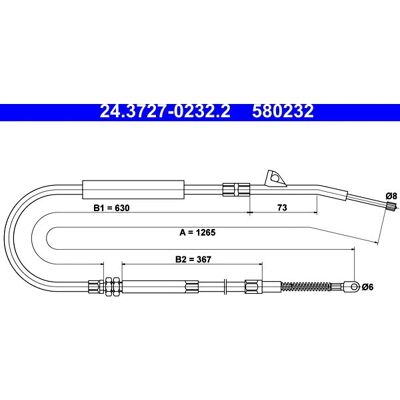 ATE BMW 7 Serie E38 Håndbremsekabel - Længde 1265mm ATE BMW 7 Serie E38 Håndbremsekabel - Længde 1265mm