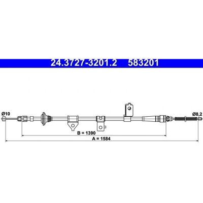 ATE 24.3727-3201.2 - Parkeringsbremsekabel til KIA RIO ATE 24.3727-3201.2 - Parkeringsbremsekabel til KIA RIO