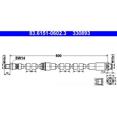 BMW Modell 83.6151-0602.3 Bremse Slange - 600mm, M10x1 Gjengestørrelse BMW Modell 83.6151-0602.3 Bremse Slange - 600mm, M10x1 Gjengestørrelse