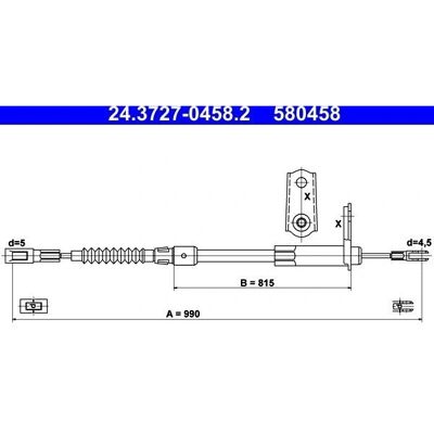 ATE bremsekabel for Mercedes-Benz S-Klasse W220 990mm ATE bremsekabel for Mercedes-Benz S-Klasse W220 990mm