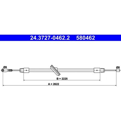 Bremskabel Mercedes-Benz - 2622mm - OEM-delenummer 24.3727-0462.2 Bremskabel Mercedes-Benz - 2622mm - OEM-delenummer 24.3727-0462.2