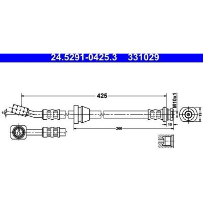 ATE Bremsenschlauch - M10x1 - 425mm - Blau - Bremsenschlauch ATE Bremsenschlauch - M10x1 - 425mm - Blau - Bremsenschlauch