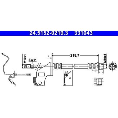 Ate Brake Hose - 230mm M10x1 with Pipe - Brake Hose Ate Brake Hose - 230mm M10x1 with Pipe - Brake Hose