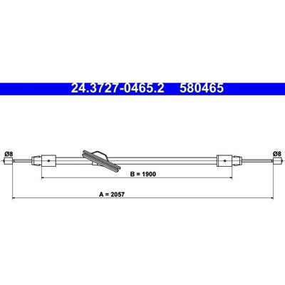 Cavo freno di stazionamento ATE 24.3727-0465.2 per Mercedes-Benz C/E Cavo freno di stazionamento ATE 24.3727-0465.2 per Mercedes-Benz C/E