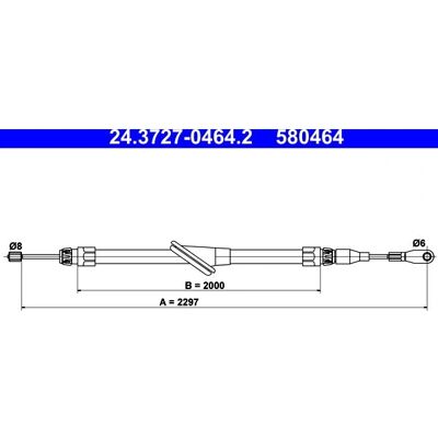 ATE 24.3727-0464.2 Bremskabel - SL Cabriolet Parkeringsbrems ATE 24.3727-0464.2 Bremskabel - SL Cabriolet Parkeringsbrems