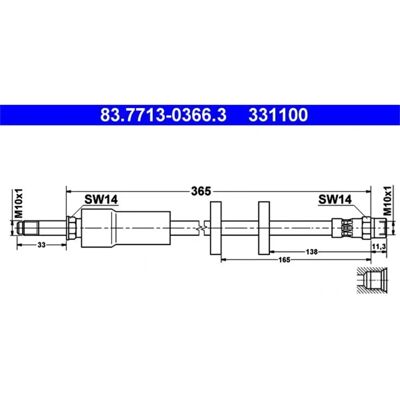 Ate Modell 83.7713-0366.3 Bremse Slange - Bremsesystem Ate Modell 83.7713-0366.3 Bremse Slange - Bremsesystem