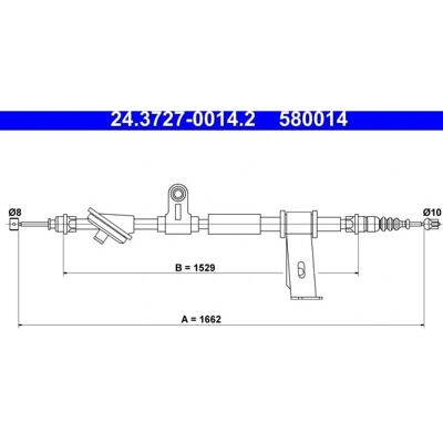ATE Modell 24.3727-0014.2 - Bremsekabel for parkeringsbrems ATE Modell 24.3727-0014.2 - Bremsekabel for parkeringsbrems