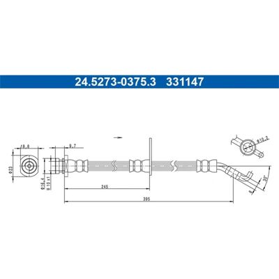 Ate bremse slange - 375mm M10x1 - Passer til Suzuki SX4 Ate bremse slange - 375mm M10x1 - Passer til Suzuki SX4