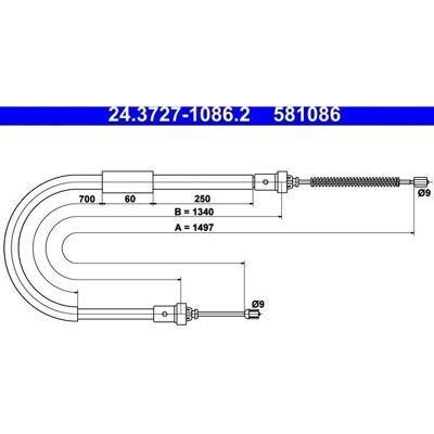 ATE 24.3727-1086.2 Handbremse Kabel für Renault Modus - Parkbremse Kabel ATE 24.3727-1086.2 Handbremse Kabel für Renault Modus - Parkbremse Kabel