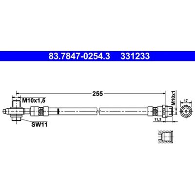 ATE Modell 83.7847-0254.3 Bremse slange - Biltilbehør ATE Modell 83.7847-0254.3 Bremse slange - Biltilbehør
