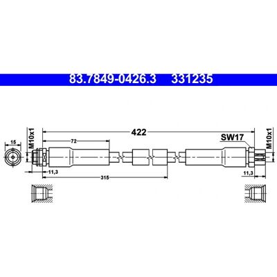 Αυλάκι φρένου Ate - 422mm M10x1 Αυλάκι φρένου Ate - 422mm M10x1