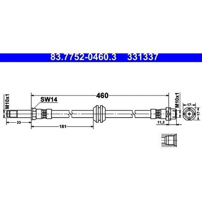Bremseslange ATE - M10x1 - 460mm - Bremseslange Bremseslange ATE - M10x1 - 460mm - Bremseslange