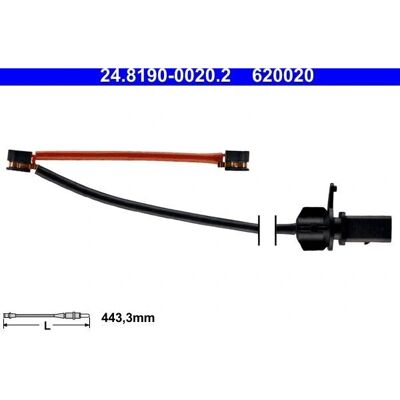 Audi bremsekloss-slitasjesensor - Foran, Lengde 443,3mm - Bremsesystem Audi bremsekloss-slitasjesensor - Foran, Lengde 443,3mm - Bremsesystem