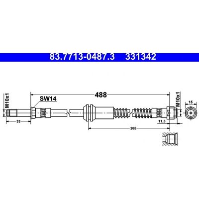 Mercedes-Benz A2124200648 Bremseslange - Bremsedel Mercedes-Benz A2124200648 Bremseslange - Bremsedel