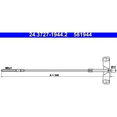 Cablu de frână de mână pentru Toyota Auris 5 uși - 340mm Cablu de frână de mână pentru Toyota Auris 5 uși - 340mm