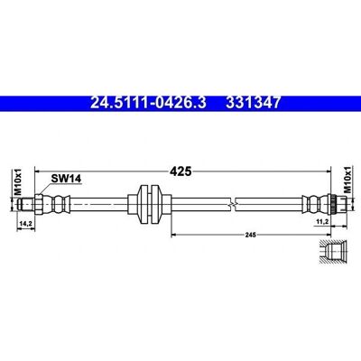 Bremseslange Renault - 425mm M10x1 for Scenic 3 & Megane Bremseslange Renault - 425mm M10x1 for Scenic 3 & Megane