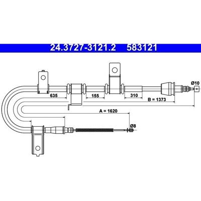 Ate 24.3727-3121.2 Câble de Frein de Stationnement Droite Ate 24.3727-3121.2 Câble de Frein de Stationnement Droite