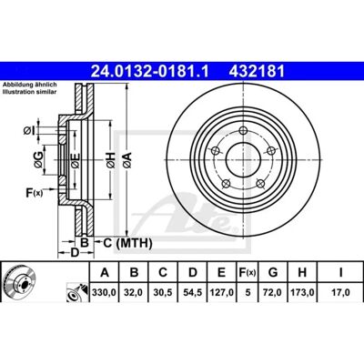 Disque de frein Ate - Ventilé 330mm - Jeep Grand Cherokee IV Disque de frein Ate - Ventilé 330mm - Jeep Grand Cherokee IV