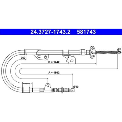 Nissan - 24.3727-1743.2 - 1662mm - Handbremsseil Nissan - 24.3727-1743.2 - 1662mm - Handbremsseil