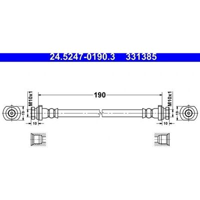 Ate bremse slange - M10x1, 190mm, Blue Print - Bremse slange Ate bremse slange - M10x1, 190mm, Blue Print - Bremse slange
