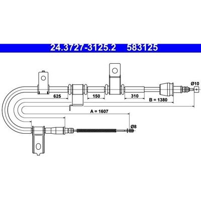 Ate Modell 24.3727-3125.2 Handbremse Kabel - Handbremse Ate Modell 24.3727-3125.2 Handbremse Kabel - Handbremse