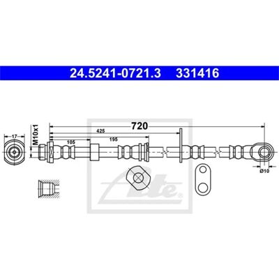 Ate bremse slange M10x1 720mm - Bremse slange Ate bremse slange M10x1 720mm - Bremse slange