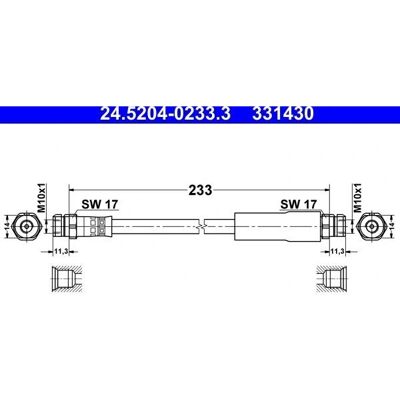 ATE Bremsschlauch - M10x1, 233mm, Hinten - Bremssystem ATE Bremsschlauch - M10x1, 233mm, Hinten - Bremssystem
