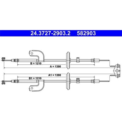 Ate Chevrolet Aveo Brake Cable - 1390mm Ate Chevrolet Aveo Brake Cable - 1390mm