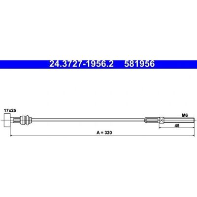 Ate Toyota RAV4 Håndbremsekabel - 320mm Ate Toyota RAV4 Håndbremsekabel - 320mm