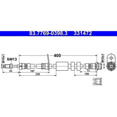 Ford bremsekraftstoffslange - M10x1, 400mm, for C-Max, Focus, Grand Ford bremsekraftstoffslange - M10x1, 400mm, for C-Max, Focus, Grand
