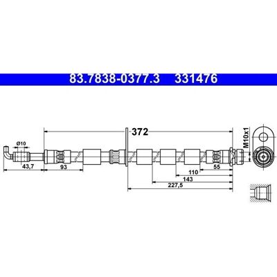 Ate Bremse slange Ford B-Max Venstre foran - Bremse slange Ate Bremse slange Ford B-Max Venstre foran - Bremse slange