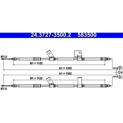 ATE Opel Adam Bager Håndbremsekabel - 1352mm ATE Opel Adam Bager Håndbremsekabel - 1352mm
