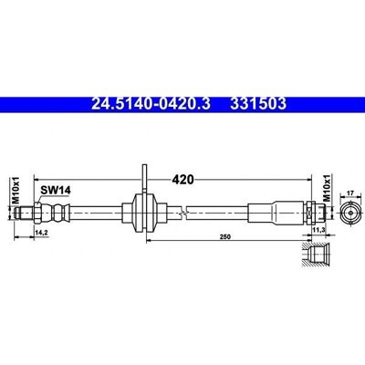 Ate Bremsschlauch - 420mm, M10x1 Gewinde für Ford C-Max/Focus/Grand Ate Bremsschlauch - 420mm, M10x1 Gewinde für Ford C-Max/Focus/Grand