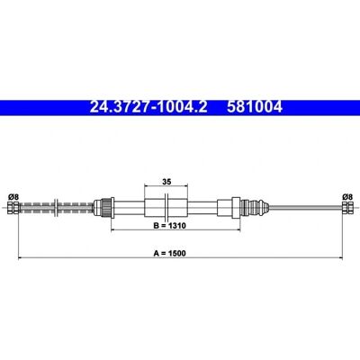 ATE Modello Renault - Cavo Freno a Mano 1500mm ATE Modello Renault - Cavo Freno a Mano 1500mm