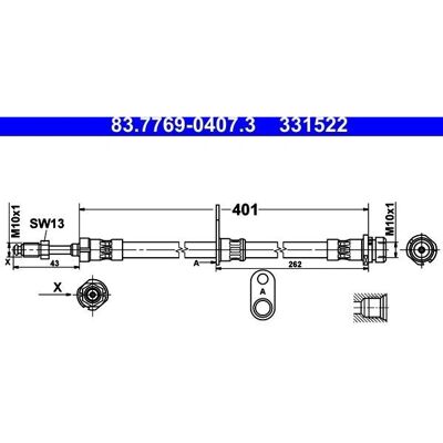 Przewód hamulcowy Ford Tourneo Transit - M10x1 - 401mm Przewód hamulcowy Ford Tourneo Transit - M10x1 - 401mm