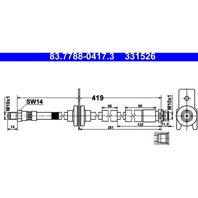 Bremse slange ATE - 83.7788-0417.3 - M10x1 for Ford Focus Bremse slange ATE - 83.7788-0417.3 - M10x1 for Ford Focus