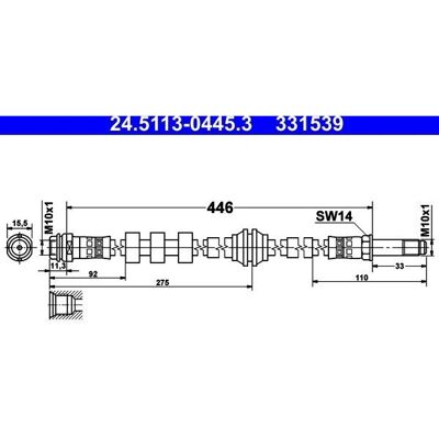 Przewód hamulcowy Ate - M10x1, 446mm, dla Audi A6/A7 Przewód hamulcowy Ate - M10x1, 446mm, dla Audi A6/A7
