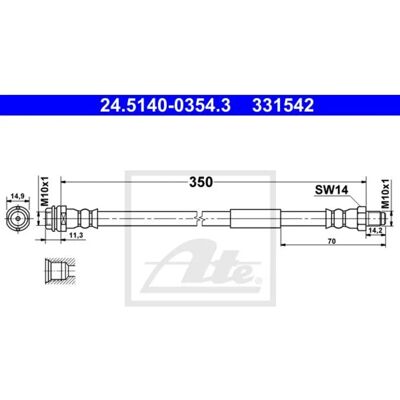 Ate Modell 24514003543 Flexibler Bremsschlauch - Bremsenteil Ate Modell 24514003543 Flexibler Bremsschlauch - Bremsenteil