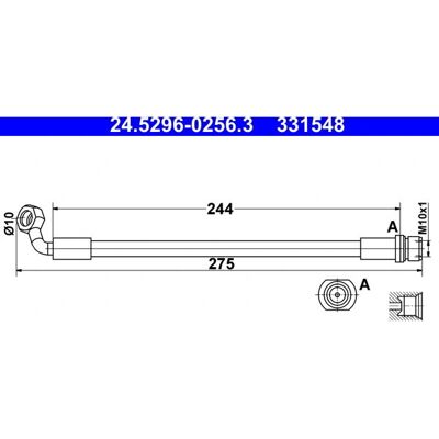 ATE - 24.5296-025 - 275mm - M10x1 - Bremsschlauch ATE - 24.5296-025 - 275mm - M10x1 - Bremsschlauch