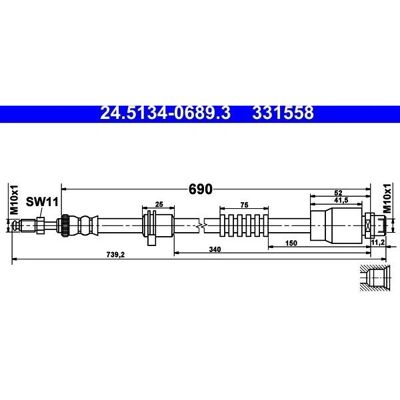 Modèle BMW 24513406893 - Tuyau de frein avant pour X3, X4 Modèle BMW 24513406893 - Tuyau de frein avant pour X3, X4