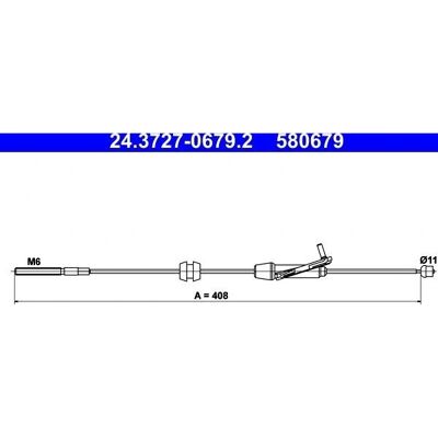 Ate Håndbremsekabel - Forreste 408mm - Ford Transit, Fiesta, Ka+ Ate Håndbremsekabel - Forreste 408mm - Ford Transit, Fiesta, Ka+