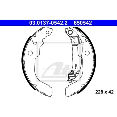 Ate Bremsbacken Satz mit Hebel für Hinterachse - Citroën C-Elysée C3 Peugeot 208 Ate Bremsbacken Satz mit Hebel für Hinterachse - Citroën C-Elysée C3 Peugeot 208