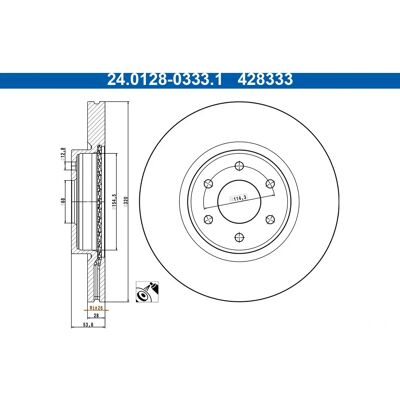 ATE 24.0128-0333.1 Disque de frein ventilé ATE 24.0128-0333.1 Disque de frein ventilé