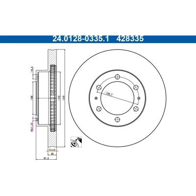 ATE 24.0128-0335.1 Disco freno OEM Toyota ATE 24.0128-0335.1 Disco freno OEM Toyota