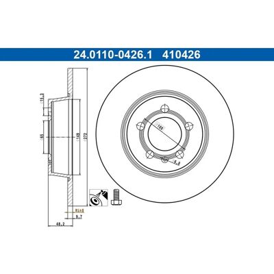 Disque de frein ATE 6R0615601 - Brake Disc Disque de frein ATE 6R0615601 - Brake Disc