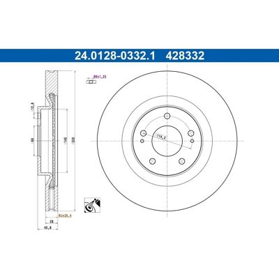 ATE 24.0128-0332.1 Jarrulevy - OEM MITSUBISHI 4615A230 ATE 24.0128-0332.1 Jarrulevy - OEM MITSUBISHI 4615A230