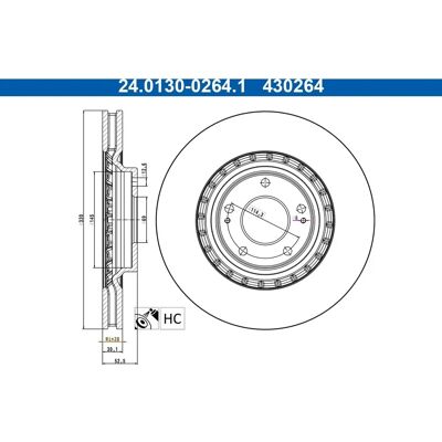 ATE 24.0130-0264.1 Geventileerde remschijf - Disc brake ATE 24.0130-0264.1 Geventileerde remschijf - Disc brake
