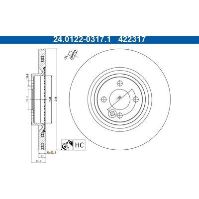 Αερόψυκτος δίσκος φρένων ATE 24.0122-0317.1 Αερόψυκτος δίσκος φρένων ATE 24.0122-0317.1